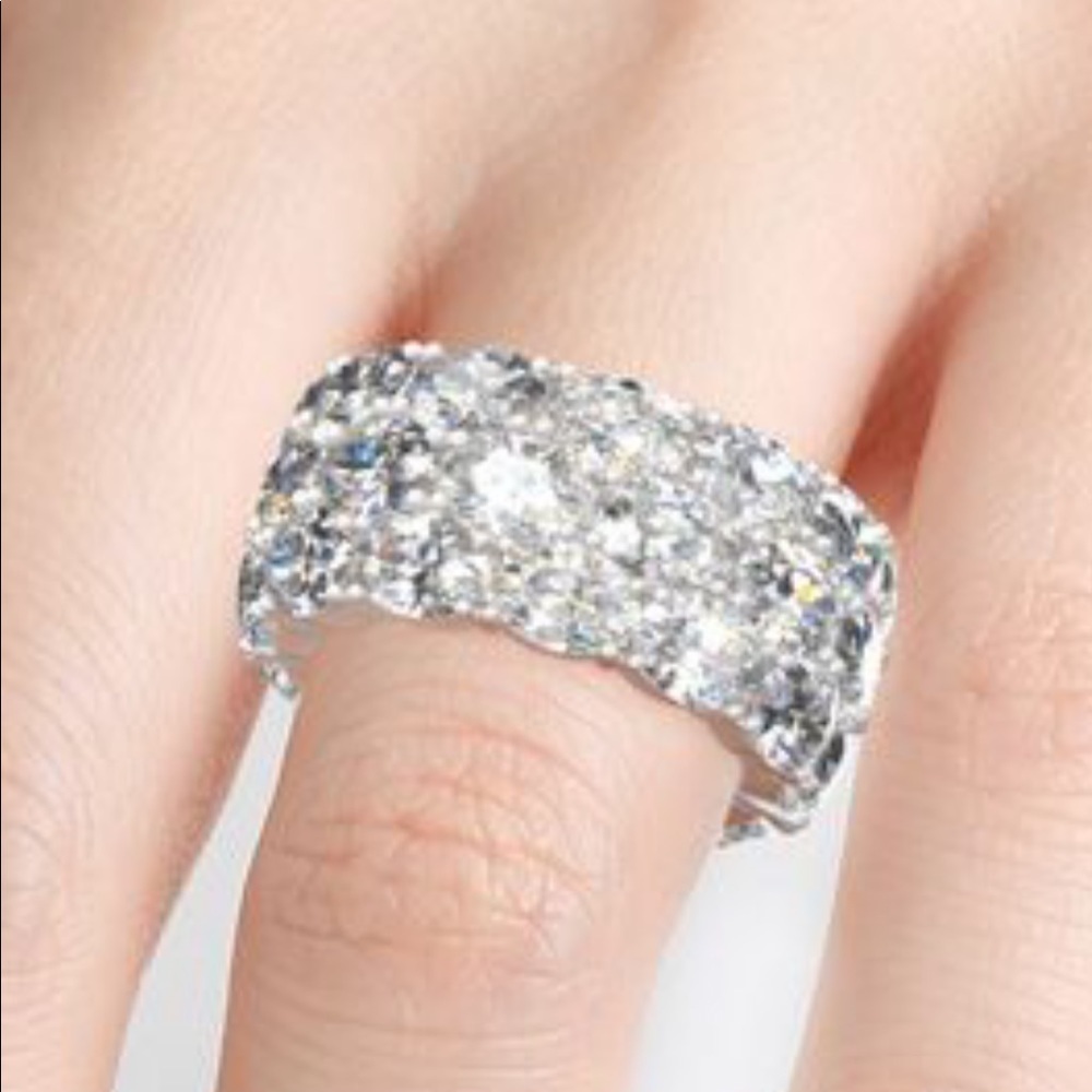 OVAL CUT ETERNITY STERLING SILVER WOMEN'S BAND 10